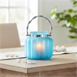 Fsy Decorative Vase- Silver Handle- Light Blue Frosted Glass- 8 Inch