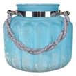 Fsy Decorative Vase- Silver Handle- Light Blue Frosted Glass- 8 Inch