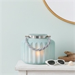 Fsy Decorative Vase- Silver Handle- Light Blue Frosted Glass- 10 Inch