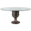 Dining Table- 60 Inch Round Clear Glass Top- Classical Bronze Metal Base