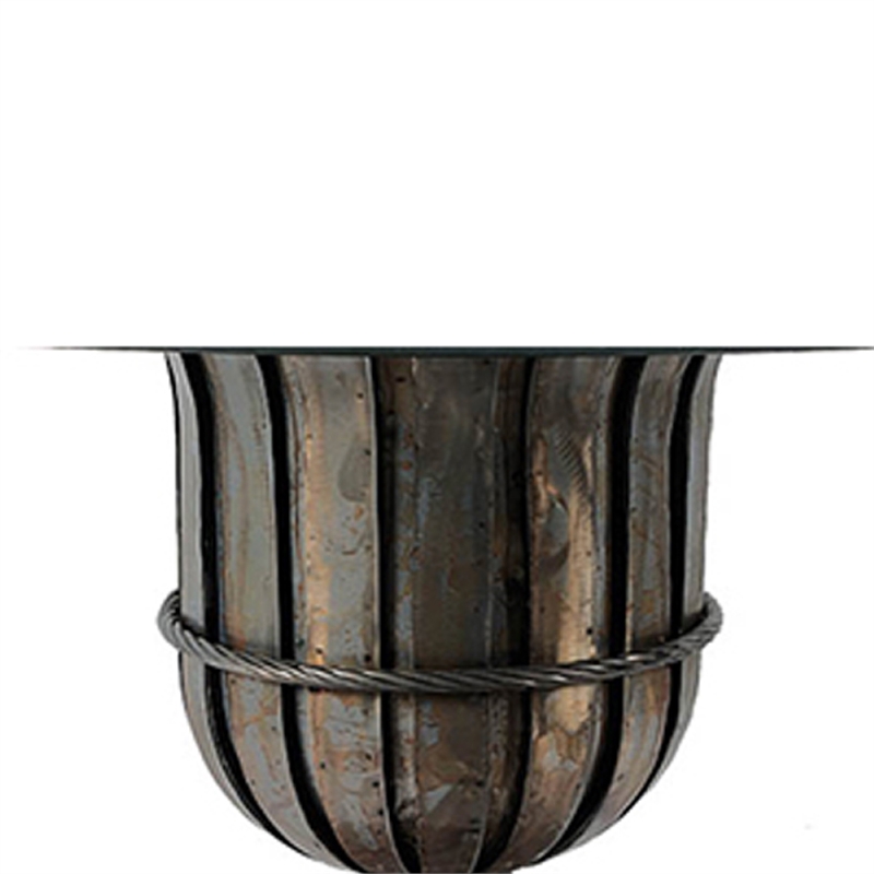 Dining Table- 60 Inch Round Clear Glass Top- Classical Bronze Metal Base