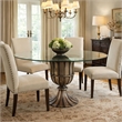 Dining Table- 60 Inch Round Clear Glass Top- Classical Bronze Metal Base