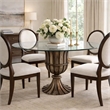 Dining Table- 60 Inch Round Clear Glass Top- Classical Bronze Metal Base