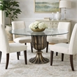 Dining Table- 60 Inch Round Clear Glass Top- Classical Bronze Metal Base