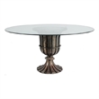 Dining Table- 60 Inch Round Clear Glass Top- Classical Bronze Metal Base