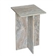 Levi Side End Table- 15 Inch Square Top- Geometric Gray Marble Base