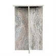 Levi Side End Table- 15 Inch Square Top- Geometric Gray Marble Base