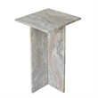 Levi Side End Table- 15 Inch Square Top- Geometric Gray Marble Base