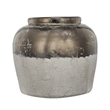 Accent Flower Vase- Rustic Bronze and Silver Terracotta- 13 Inch Round