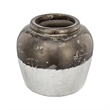 Accent Flower Vase- Rustic Bronze and Silver Terracotta- 13 Inch Round