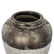Accent Flower Vase- Rustic Bronze and Silver Terracotta- 13 Inch Round