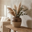 Accent Flower Vase- Rustic Bronze and Silver Terracotta- 13 Inch Round