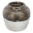 Accent Flower Vase- Rustic Bronze and Silver Terracotta- 13 Inch Round