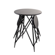 Stowable Folding Side Table- 2 Stool Set- Round Top- Black Iron Cross Base