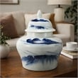 Decorative Ginger Jar with Lid- 17 Inch White and Blue Porcelain