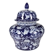 Lina Ginger Jar- Floral and Scroll Design- Blue and White Porcelain 17 Inch