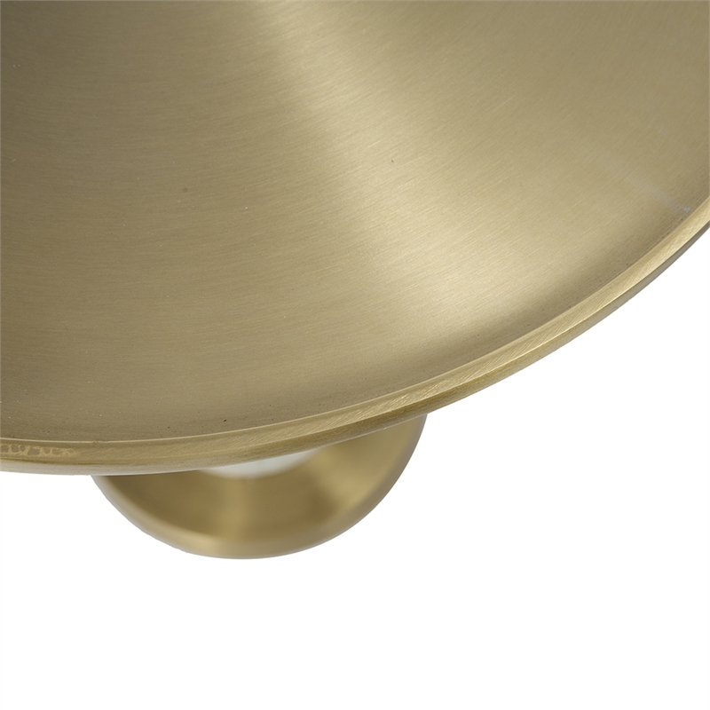 Siny Side End Table- 16 Inch Round Top- White- Gold Stacked Balls Base