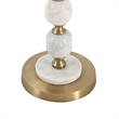 Siny Side End Table- 16 Inch Round Top- White- Gold Stacked Balls Base
