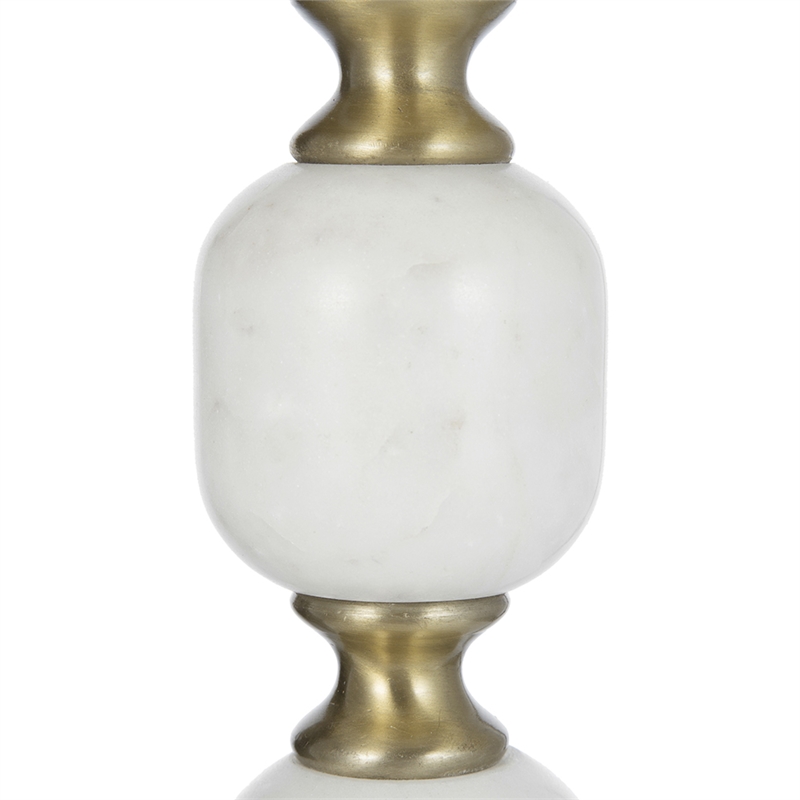 Siny Accent Side End Table- 16 Inch Round White- Gold Stacked Balls Base
