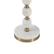 Siny Accent Side End Table- 16 Inch Round White- Gold Stacked Balls Base