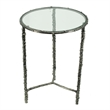 2pc End Table Set- Round Glass Top- Forged Antique Silver Finish
