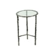 2pc End Table Set- Round Glass Top- Forged Antique Silver Finish