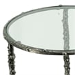 2pc End Table Set- Round Glass Top- Forged Antique Silver Finish