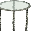 2pc End Table Set- Round Glass Top- Forged Antique Silver Finish