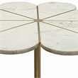 Gony Side End Table- 22 Inch Flower Top- Gold Brass Inlay- White Marble