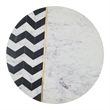 Gony Side End Table- 18 Inch Round Zig Zag Top- Brass Inlay- White Marble