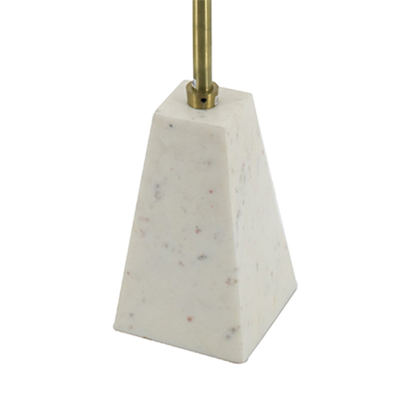 Gony Side End Table- 18 Inch Round Zig Zag Top- Brass Inlay- White Marble