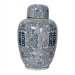Decorative Ginger Jar with Lid- Blue and White Porcelain- 13 Inch