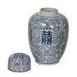 Decorative Ginger Jar with Lid- Blue and White Porcelain- 13 Inch