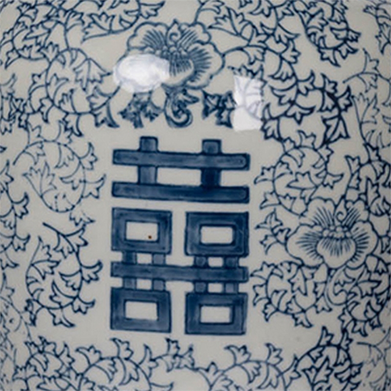 Decorative Ginger Jar with Lid- Blue and White Porcelain- 13 Inch