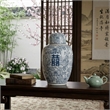 Decorative Ginger Jar with Lid- Blue and White Porcelain- 13 Inch