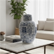 Decorative Ginger Jar with Lid- Blue and White Porcelain- 13 Inch