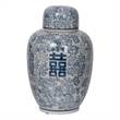 Decorative Ginger Jar with Lid- Blue and White Porcelain- 13 Inch