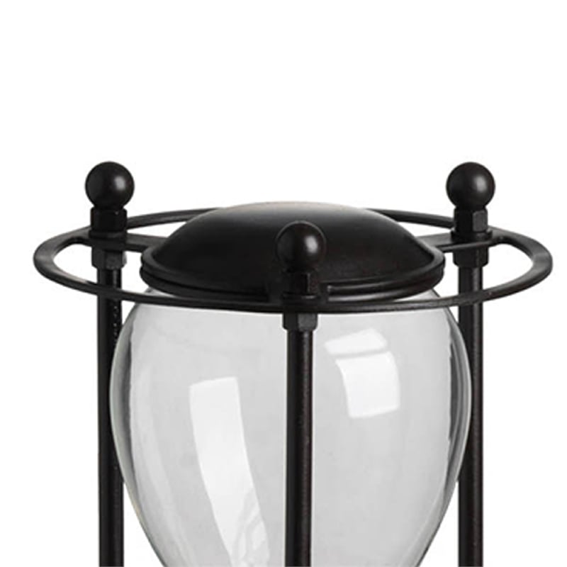 Iaon Hourglass Timer with White Sand- Tabletop 13 Inch Black Iron Stand