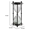 Iaon Hourglass Timer with White Sand- Tabletop 13 Inch Black Iron Stand