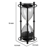 Iaon Hourglass Timer with Black Sand and Iron Stand- Tabletop 13 Inch