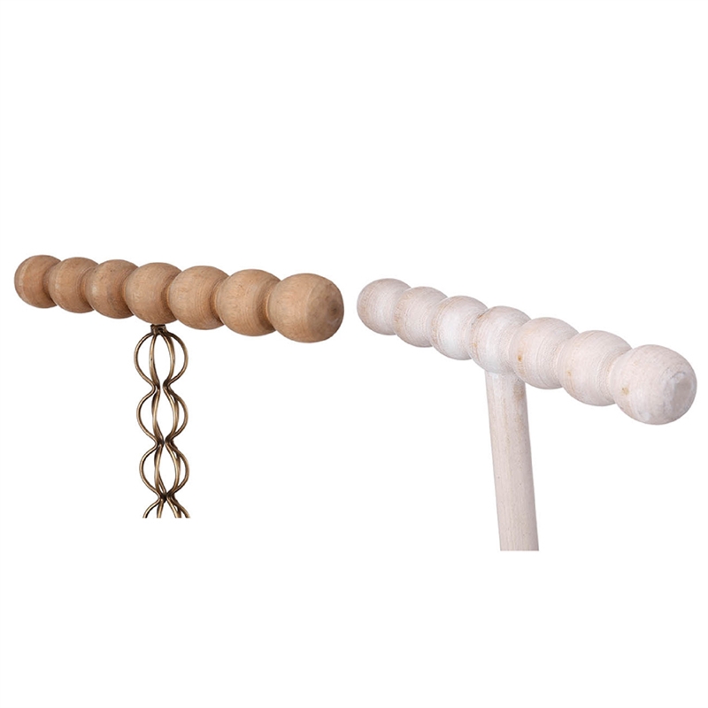 1-Tier Jewelry Stand Set of 2- Luxe Brown and Ivory Wood- T Shape 18 Inch