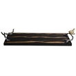 Vada Rectangular Tray- Silver Branch Handles w Bird- Brown Wood- 26 Inch