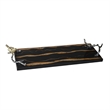 Vada Rectangular Tray- Silver Branch Handles w Bird- Brown Wood- 26 Inch