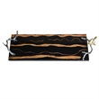 Vada Rectangular Tray- Silver Branch Handles w Bird- Brown Wood- 26 Inch