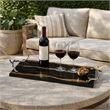 Vada Rectangular Tray- Silver Branch Handles w Bird- Brown Wood- 26 Inch