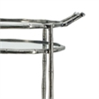 2 Tier Rolling Bar Cart- Glass Shelves- 30 Inch Bamboo Design Silver Metal