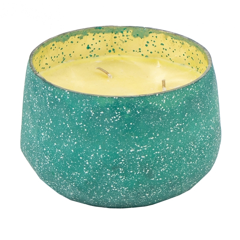 Myla Scented Soy Wax Candle- Round Glass Vessel- Natural Teal Blue