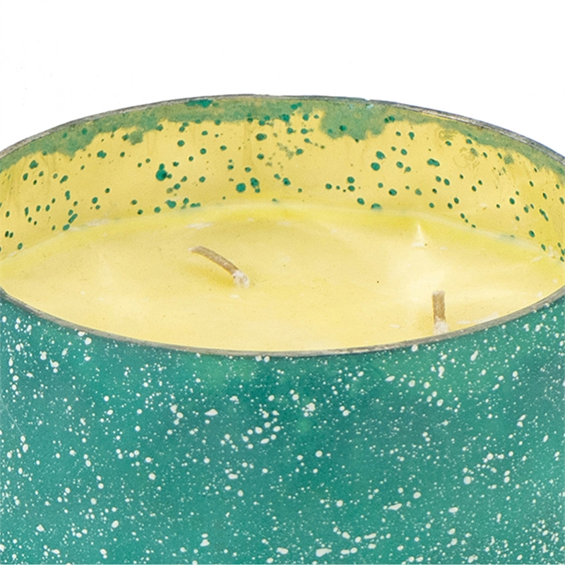 Myla Scented Soy Wax Candle- Round Glass Vessel- Natural Teal Blue