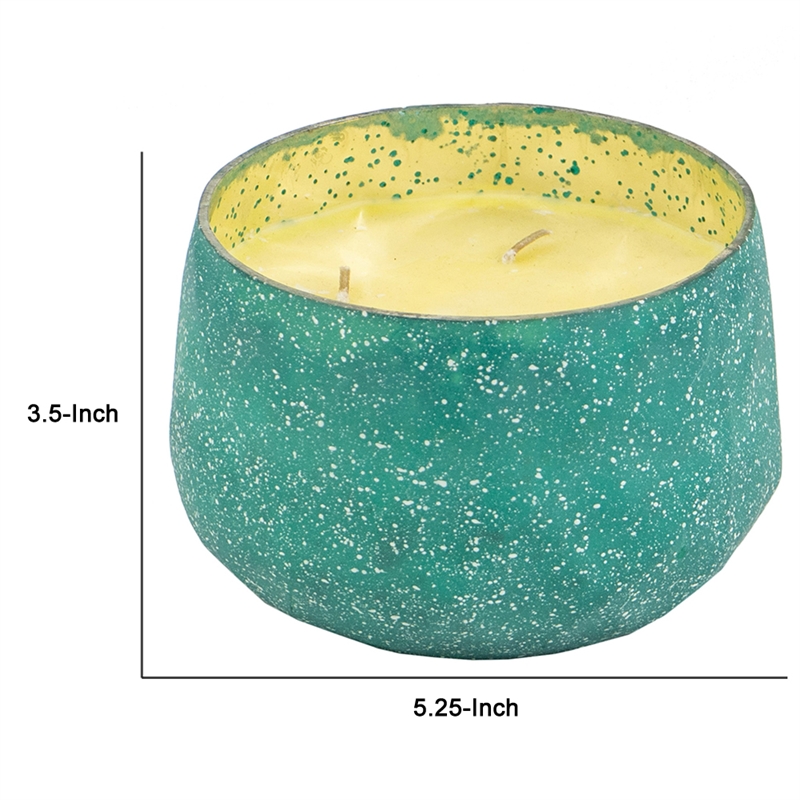 Myla Scented Soy Wax Candle- Round Glass Vessel- Natural Teal Blue