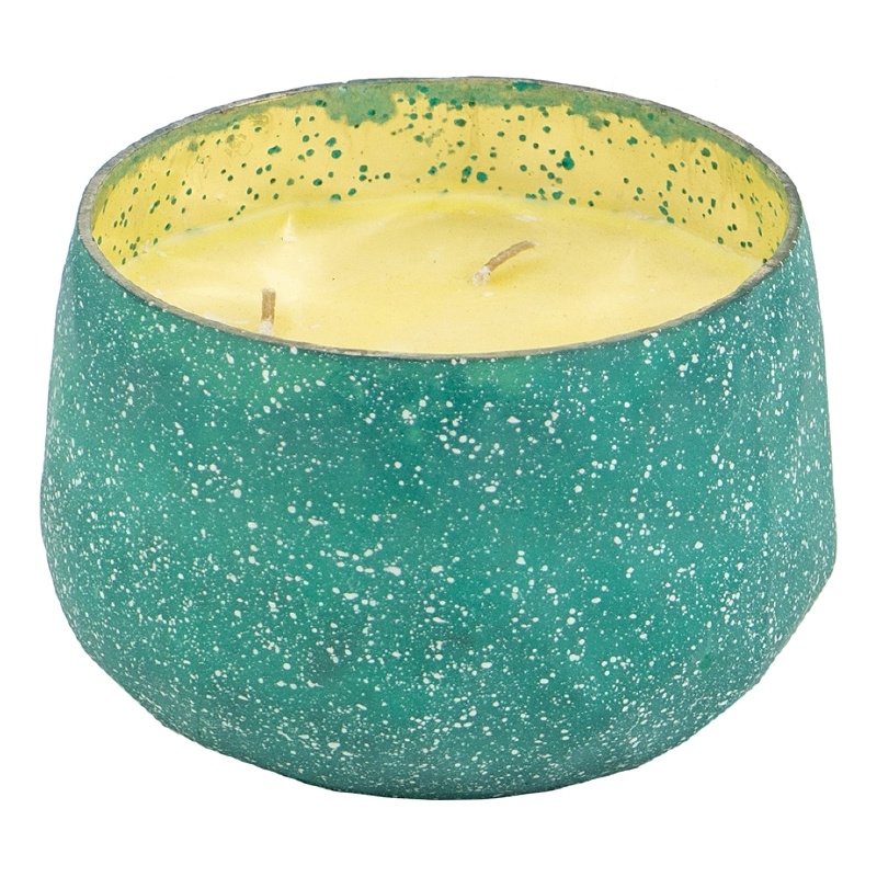Myla Scented Soy Wax Candle- Round Glass Vessel- Natural Teal Blue